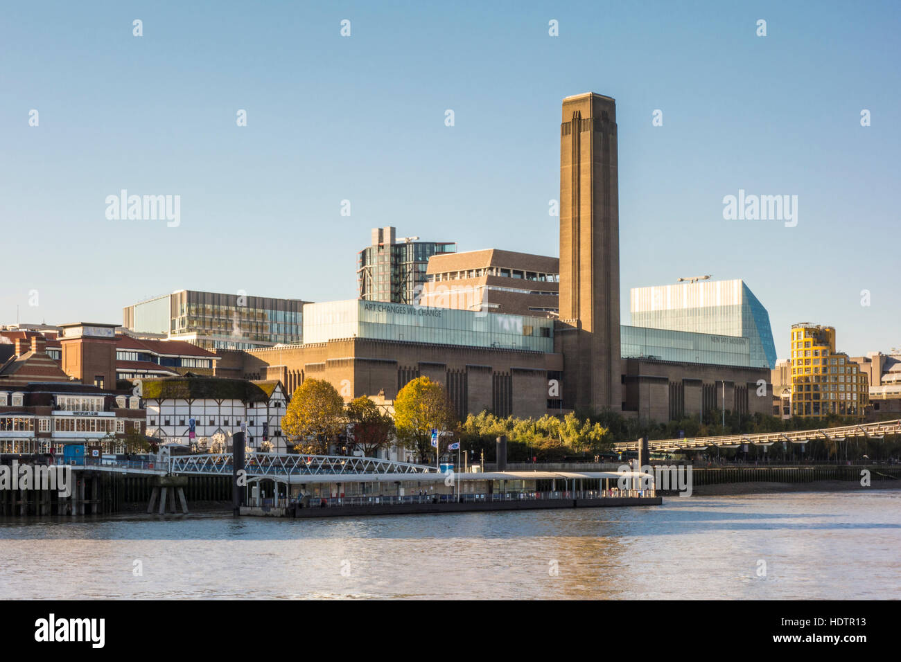 View of Tate Modern from the north bank of the river Thames, London, UK Stock Photo