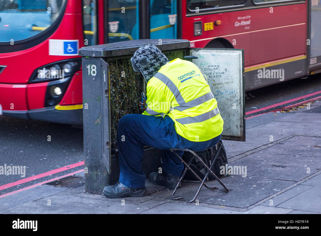 BT Openreach engineer on Edgware Road, London, UK Stock Photo