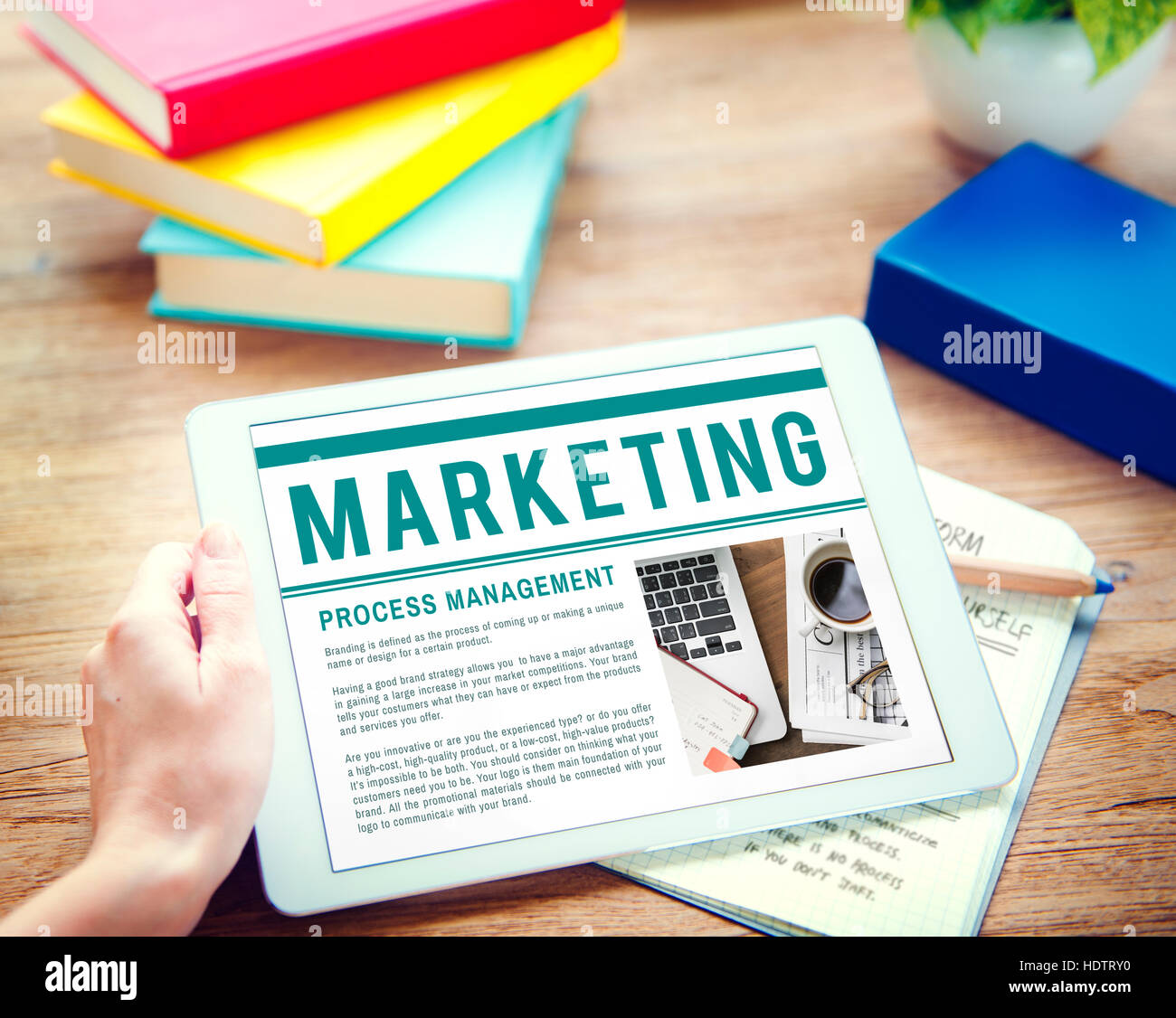 Visual Reference: Branding Trademark Marketing Research Advertising Concept Stock Photo