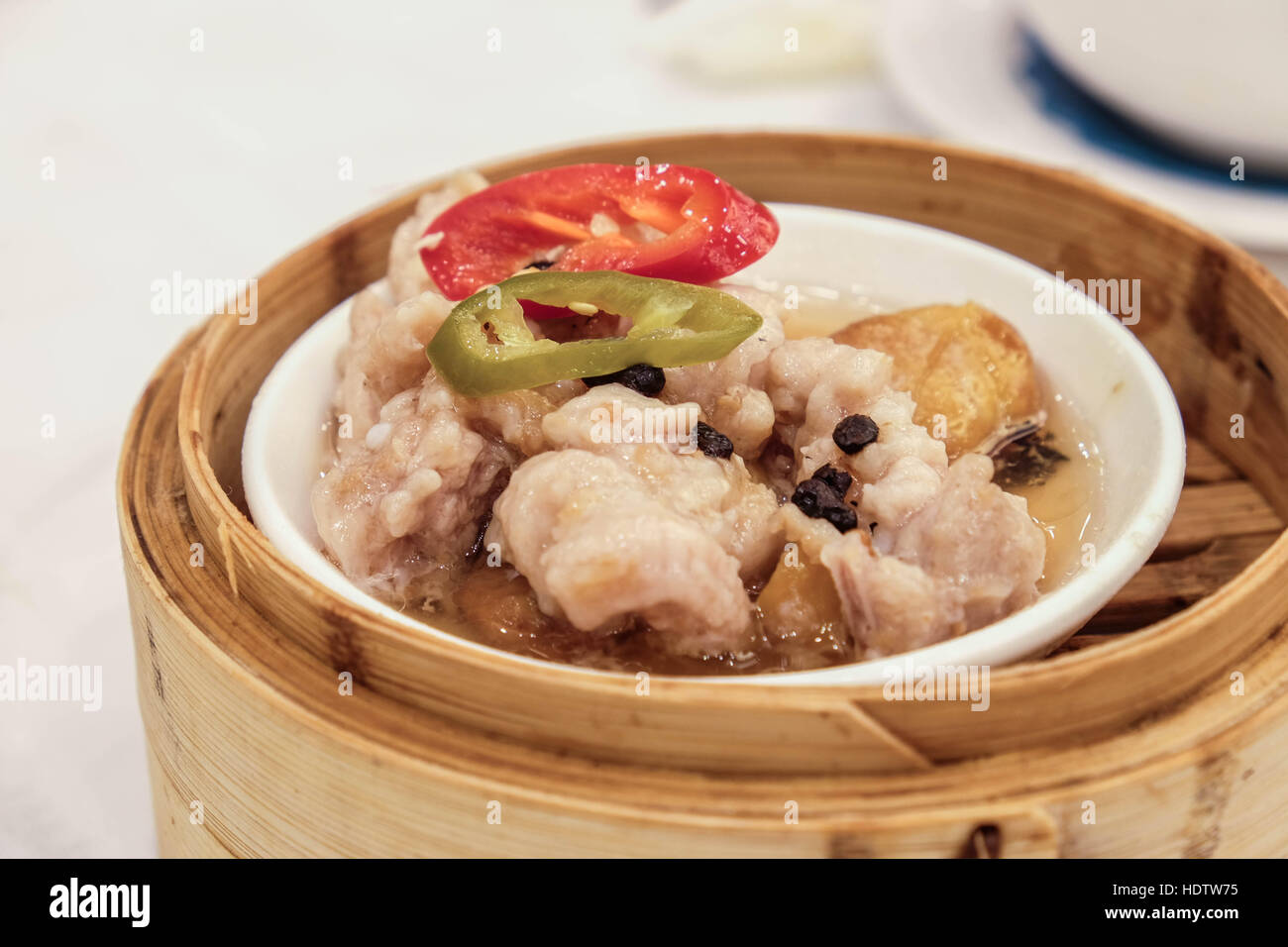 World Food Cuisine Chinese Dim Sum, steamed pork with chili and black pepper Stock Photo