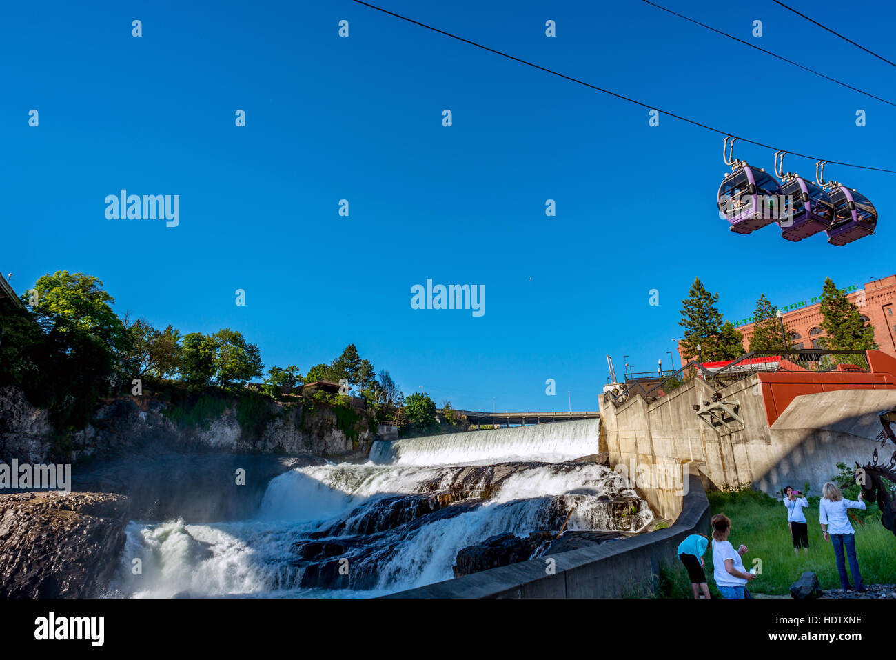 Cable cars on the Riverfront Park development in downtown Spokane on