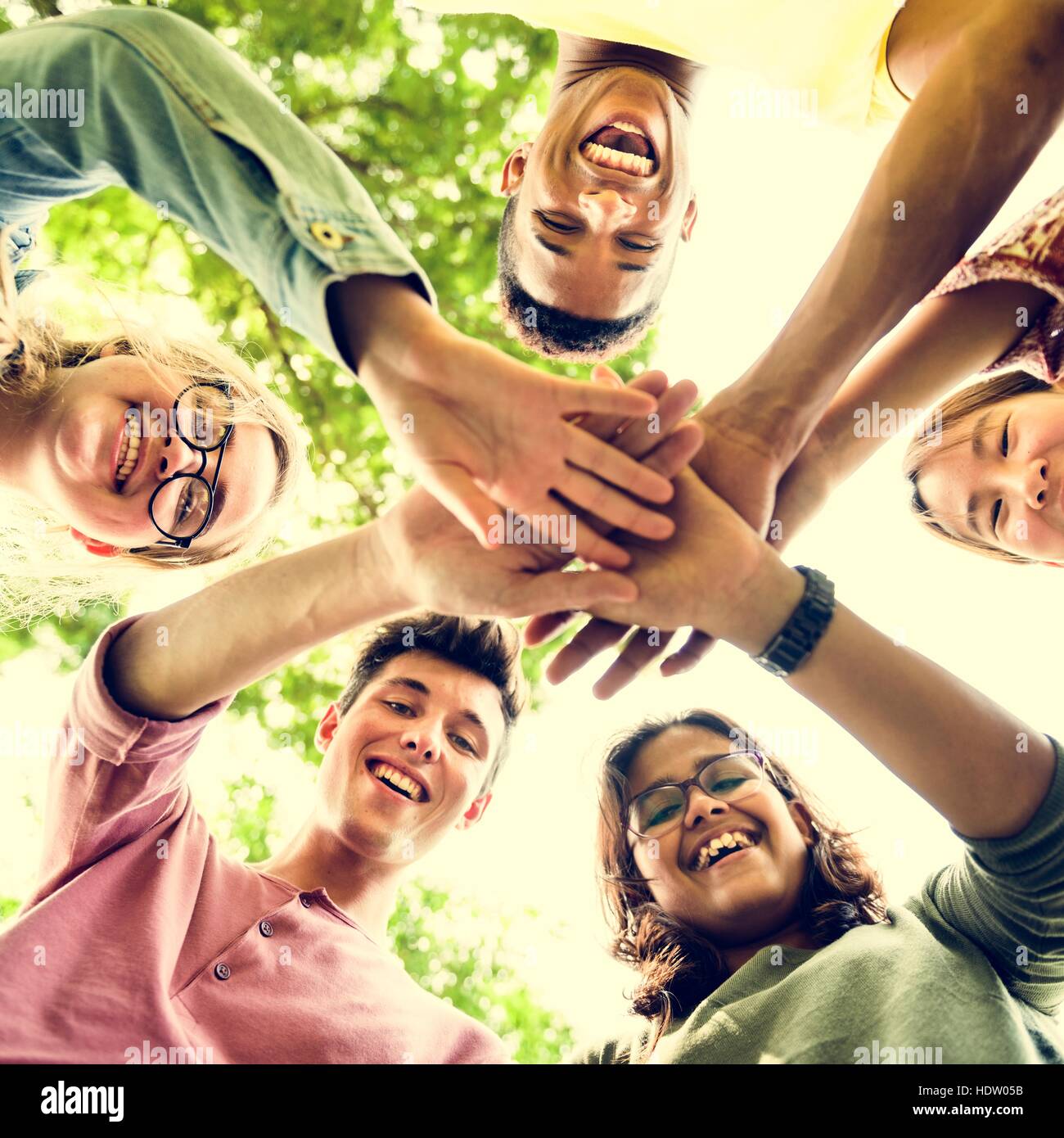 Diverse Teens Hands Together Concept Stock Photo - Alamy