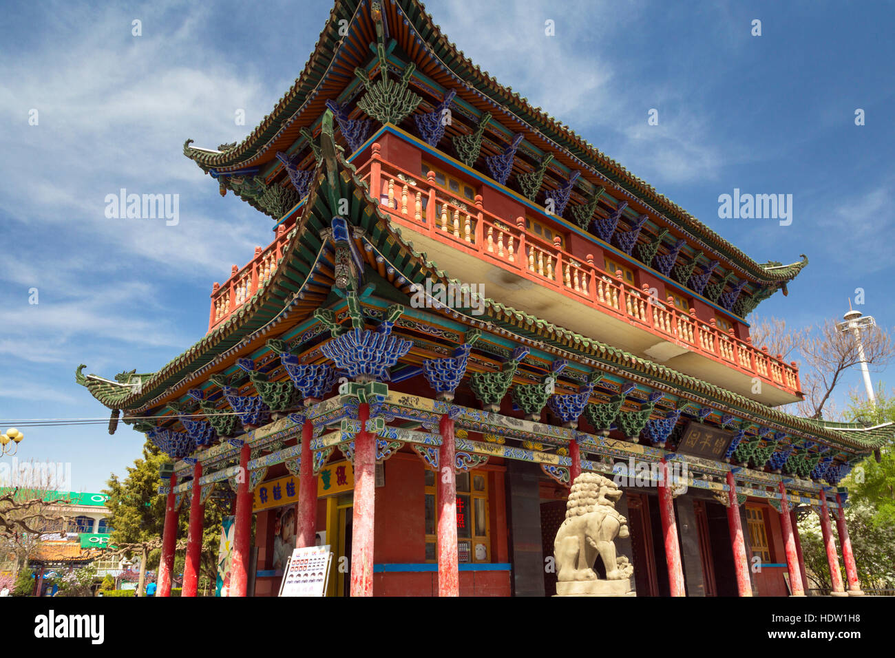 Chinese pavilion in city centre, Wuzhong, Ningxia, China Stock Photo