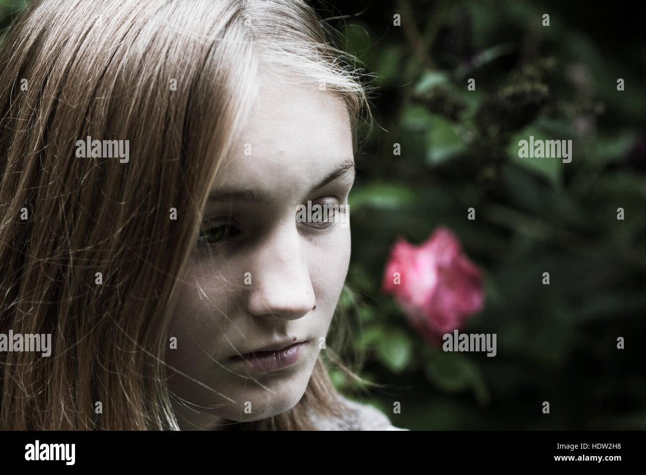 Sad and vulnerable girl Stock Photo