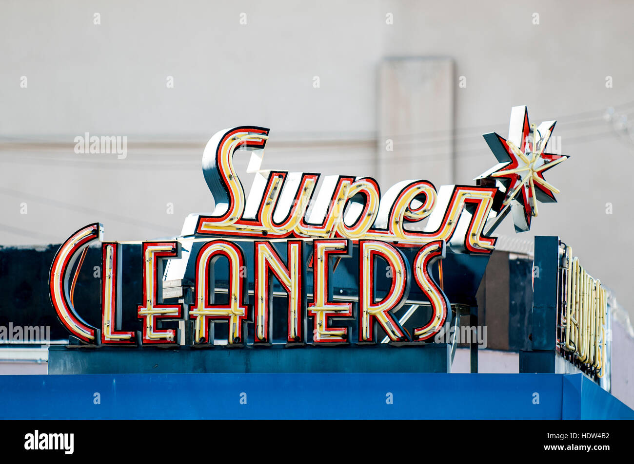 MidCentury Super Cleaners sign Las Vegas, Nevada Stock Photo Alamy