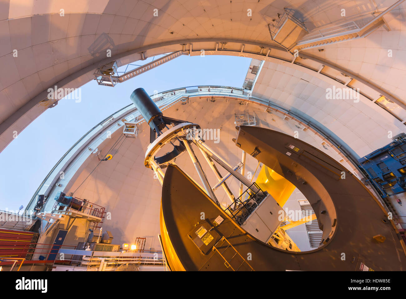 Telescope inside CFHT (Canada France Hawaii Telescope) Observatory atop Mauna Kea, 4200 meter mountain in Hawaii Stock Photo