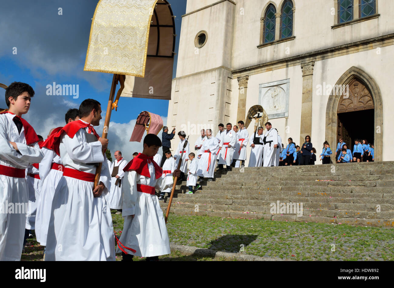 Religious procession; Seneghe, Oristano province, Sardinia, Italy Stock Photo