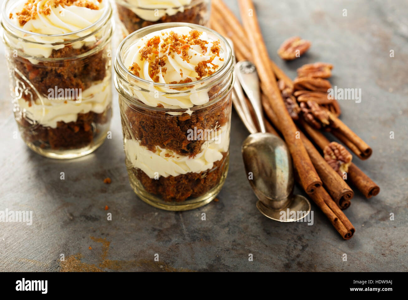 Carrot cake in a jar Stock Photo Alamy