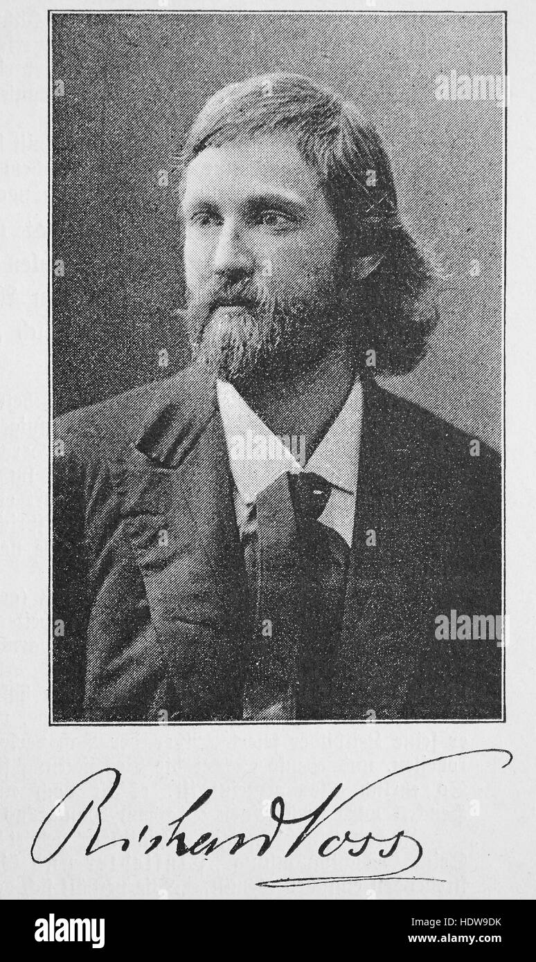 Richard Voss, Richard Voß, 1851-1918, German dramatist and novelist, woodcut from the year 1880 Stock Photo