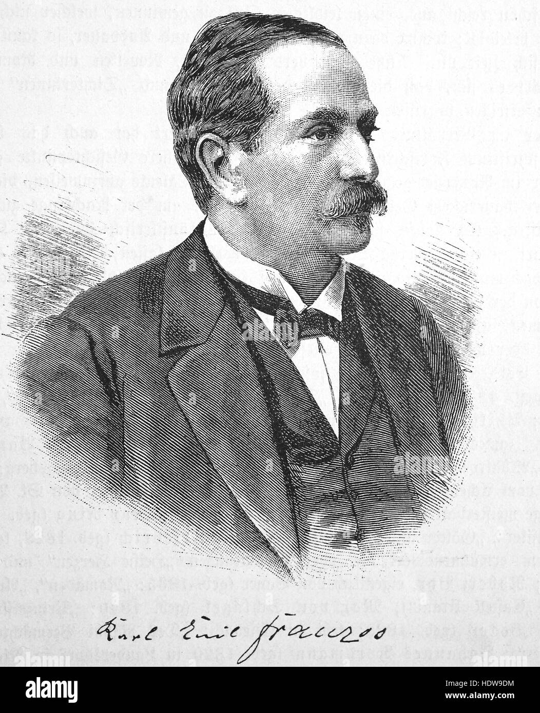 Karl Emil Franzos, 1848-1904, a popular Austrian novelist, writer and jounalist, woodcut from the year 1880 Stock Photo