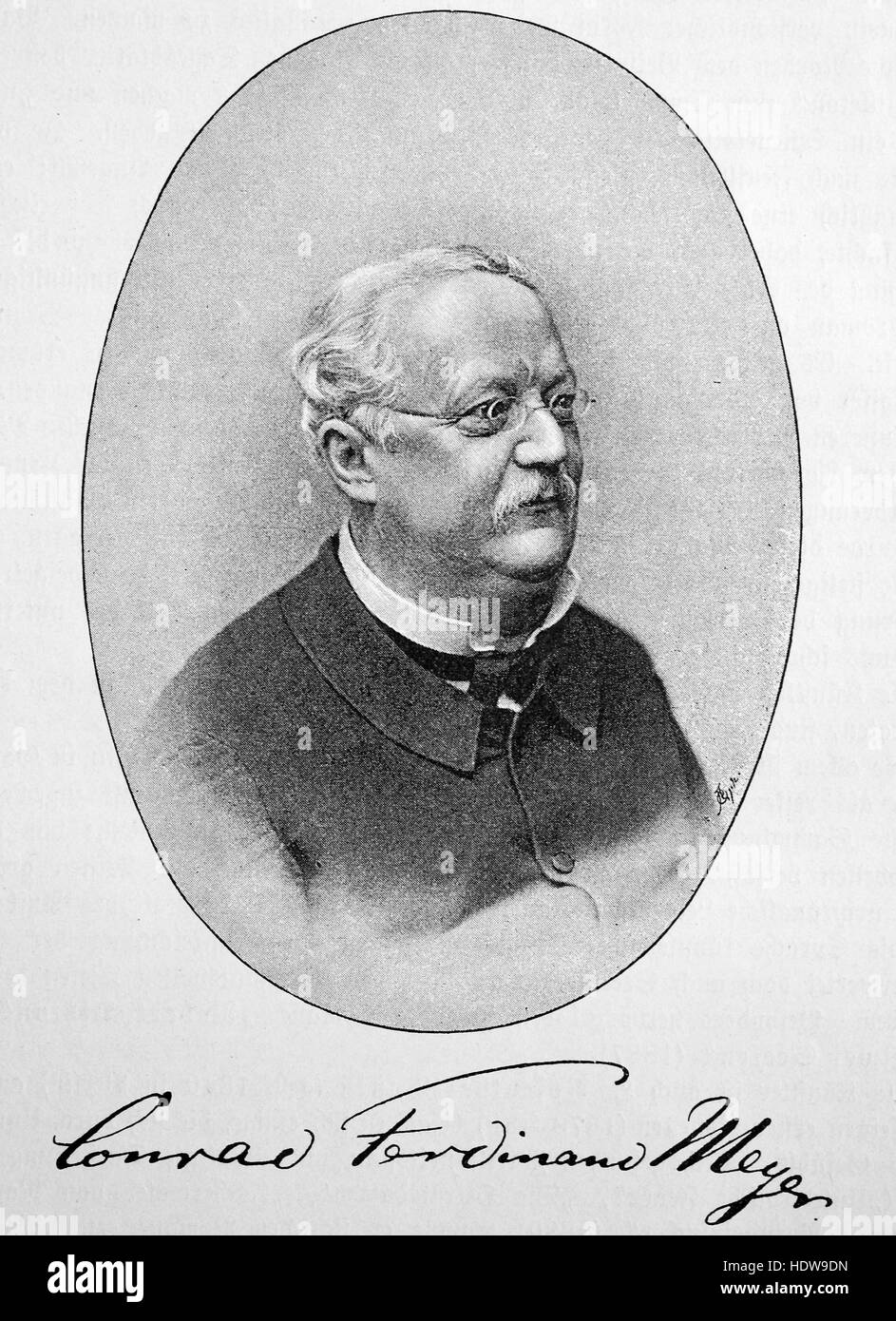 Conrad Ferdinand Meyer, 1825-1898, Swiss poet and historical novelist, woodcut from the year 1880 Stock Photo