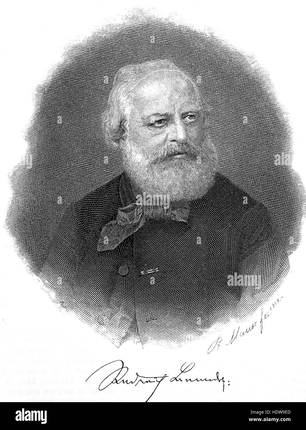 Julius Roderich Benedix, 1811-1873, a German dramatist and librettist, woodcut from the year 1880 Stock Photo