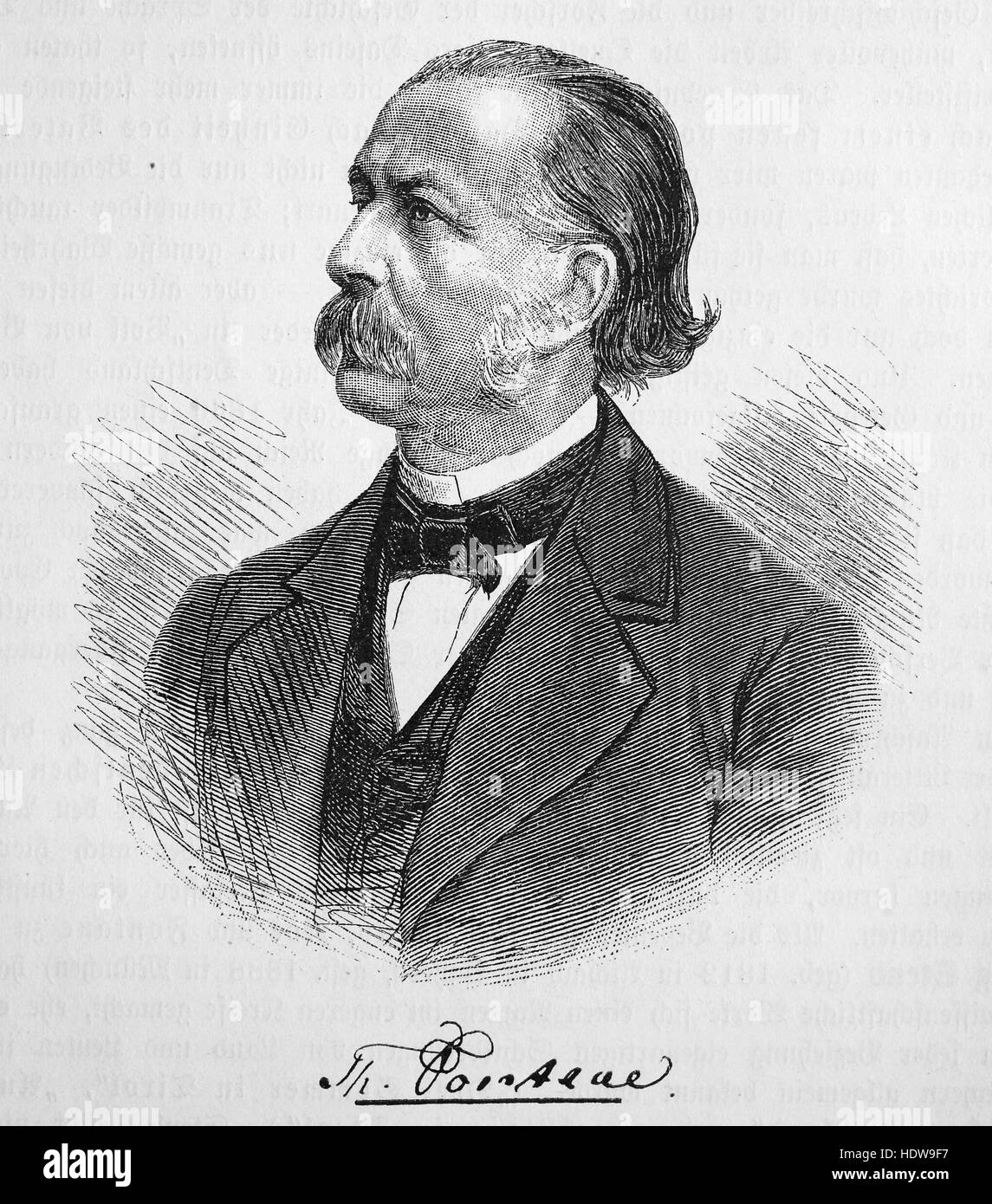 Theodor Fontane, 1819-1898, a German novelist and poet, woodcut from the year 1880 Stock Photo