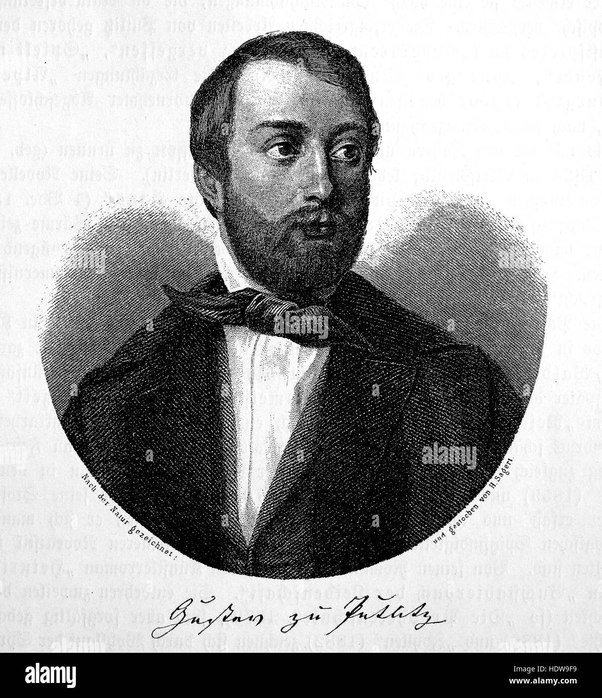 Gustav Heinrich Gans Edler Herr zu Putlitz, 1821-1890, a German author, woodcut from the year 1880 Stock Photo