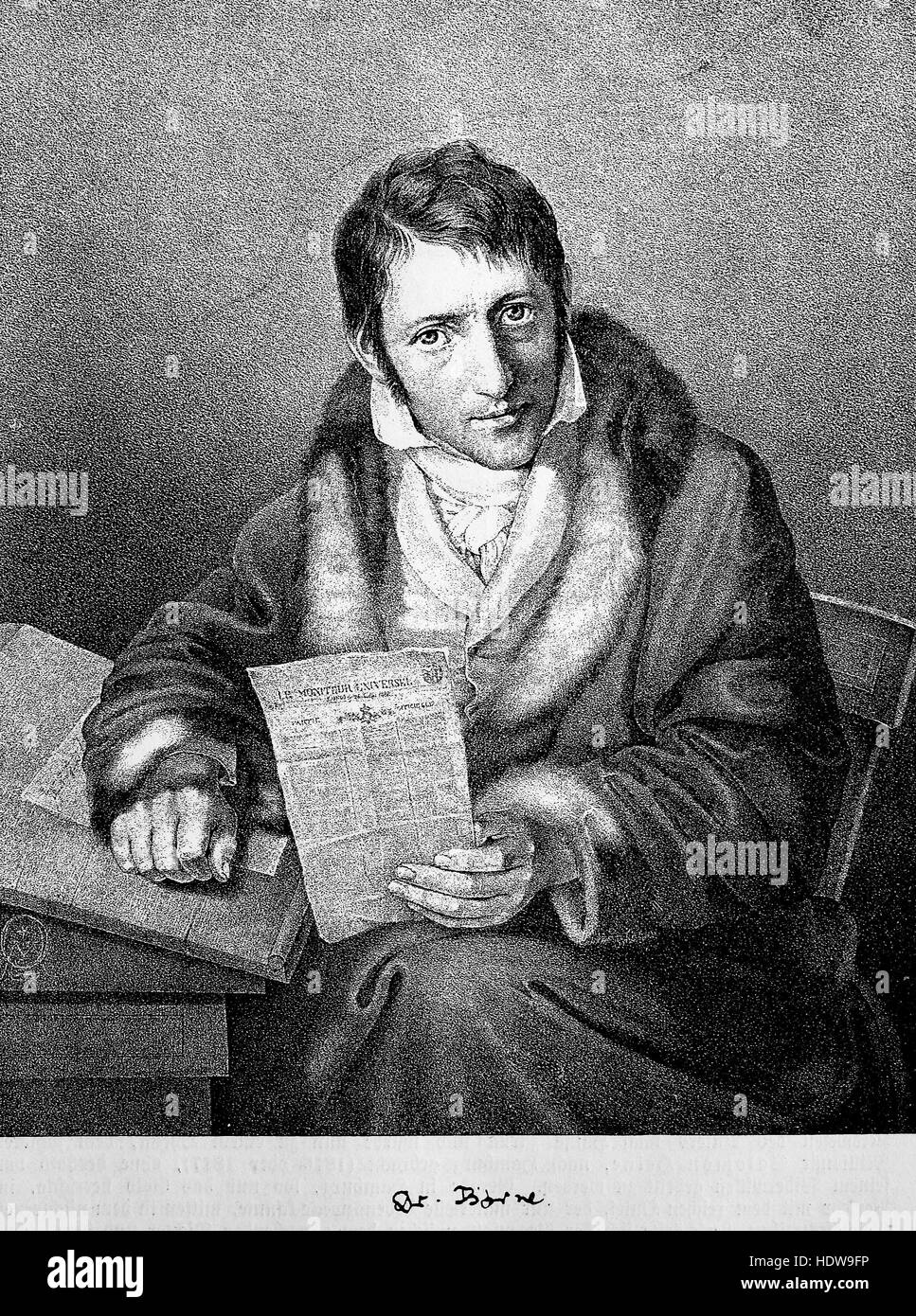 Karl Ludwig Boerne, 1786-1837, a German-Jewish political writer and satirist, woodcut from the year 1880 Stock Photo
