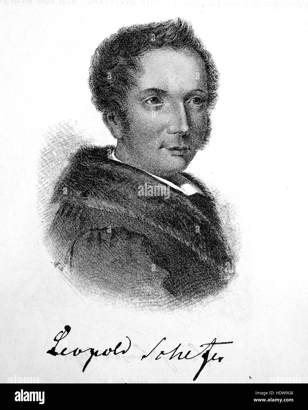 Leopold Schefer, 1784-1862, German poet, novelist, and composer, woodcut from the year 1880 Stock Photo