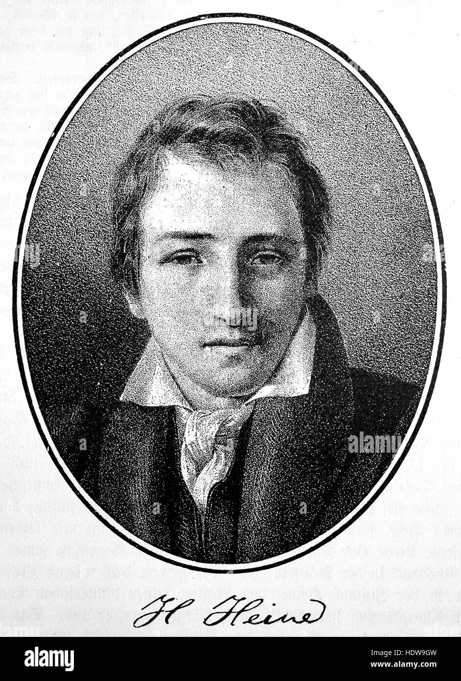 Christian Johann Heinrich Heine, 1797-1856, a German poet, journalist, essayist, and literary critic, woodcut from the year 1880 Stock Photo