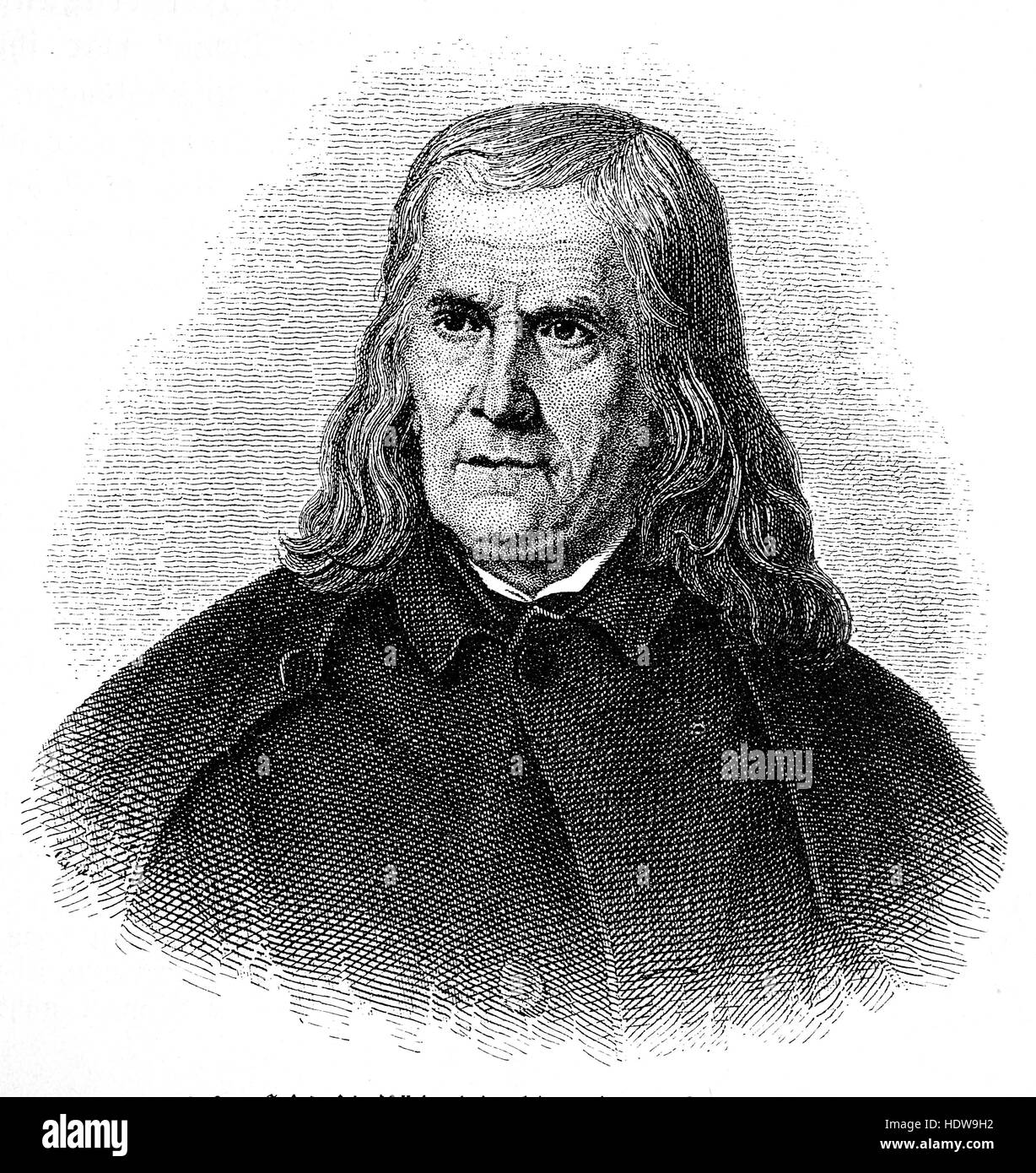 Friedrich Rueckert, 1788-1866, a German poet, translator, woodcut from the year 1880 Stock Photo