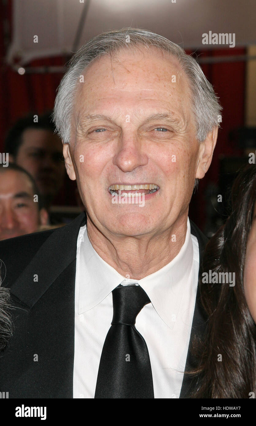 Alan Alda arrives at the 77th Annual Academy Awards  in Los Angeles on Feb. 27, 2005. Photo credit: Francis Specker Stock Photo