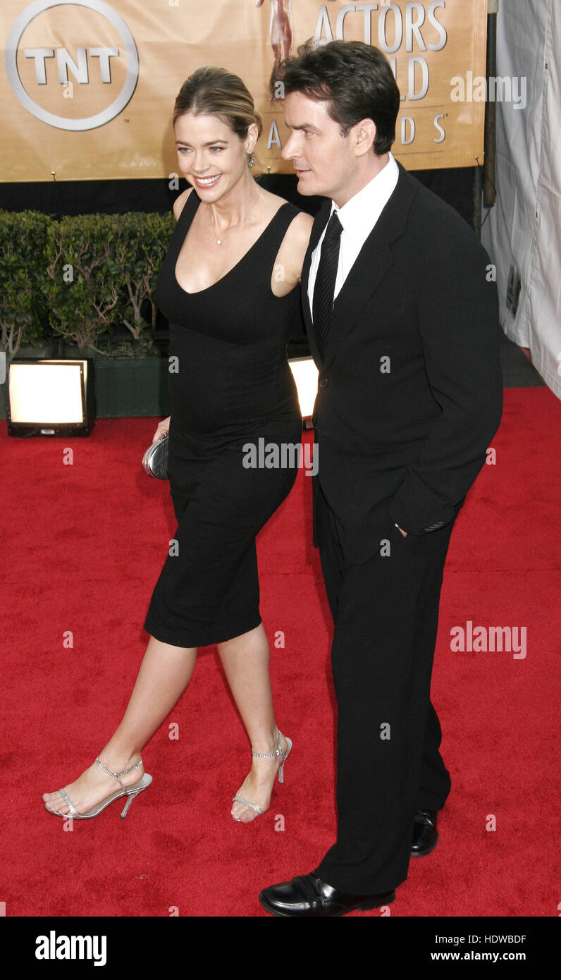 Charlie Sheen and his wife, Denise Rogers, at the Screen Actors Guild Awards  in Los Angeles on Feb. 5, 2005 Photo credit: Francis Specker Stock Photo