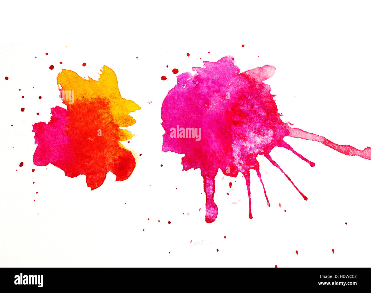 abstract colorful blobs on white paper Stock Photo