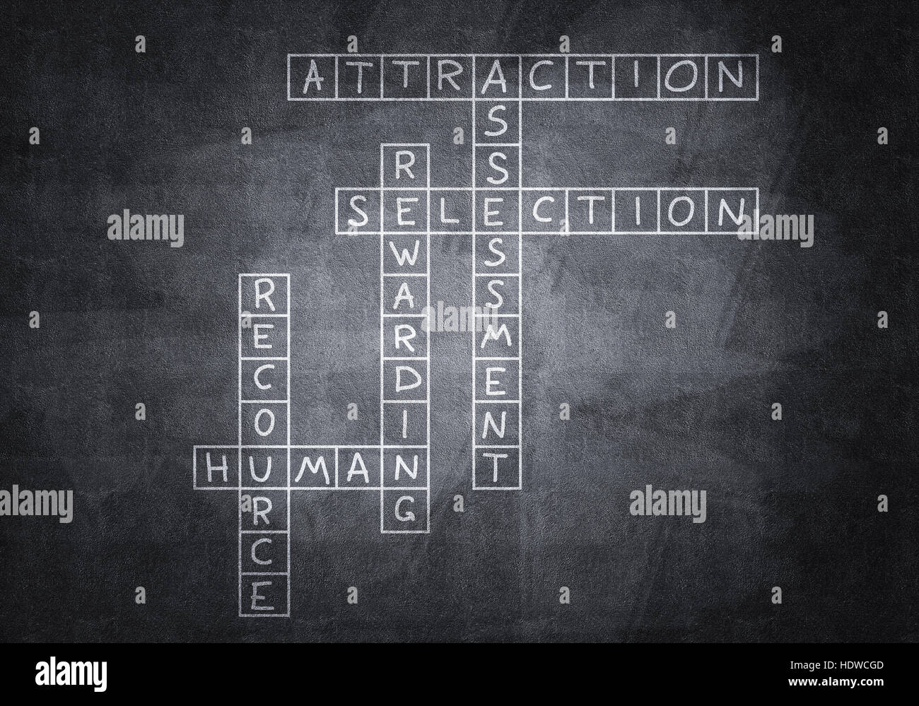 Chalk drawn crossword Stock Photo Alamy