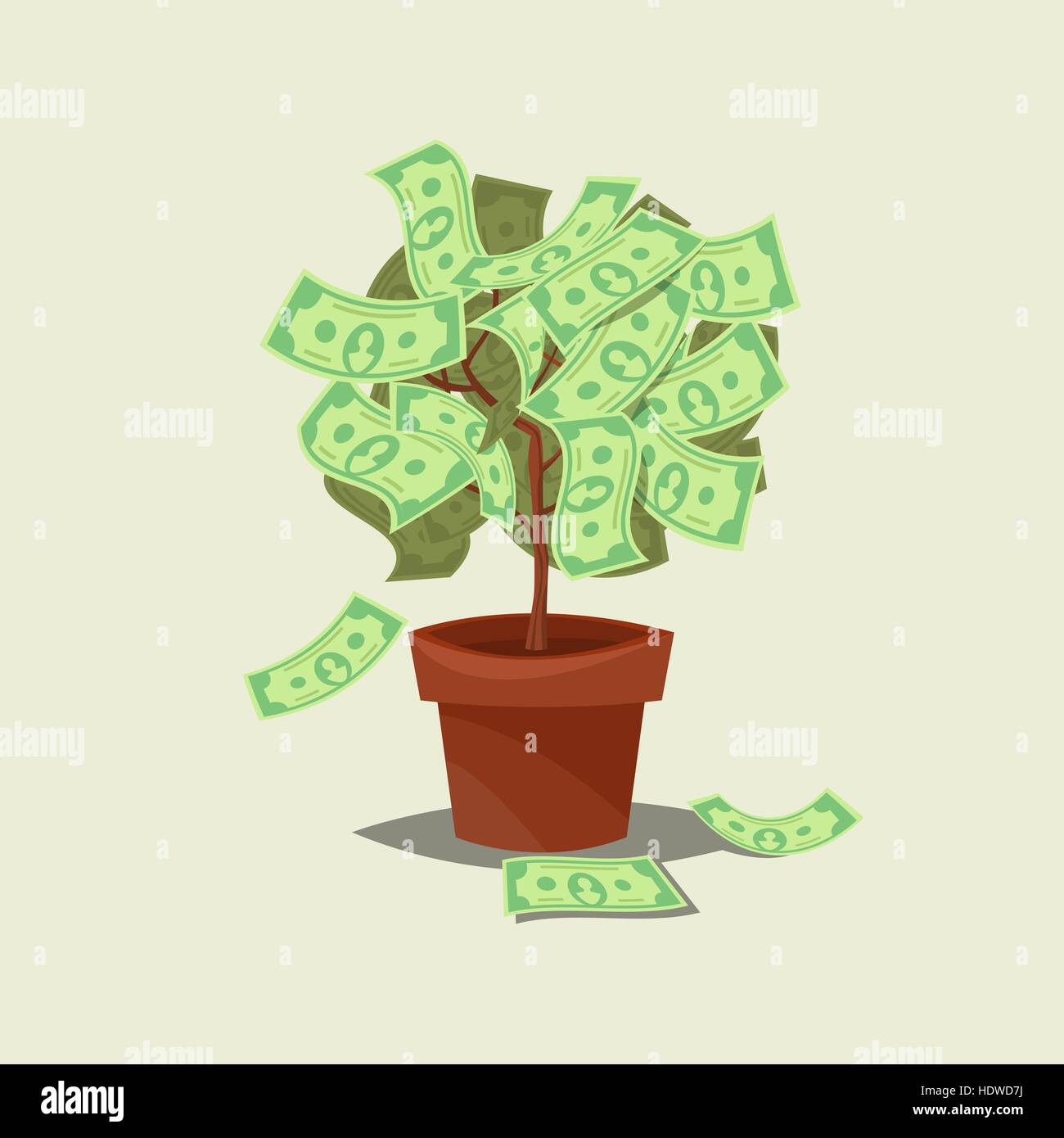 Money tree icon flat Isolated on background. Stock Vector