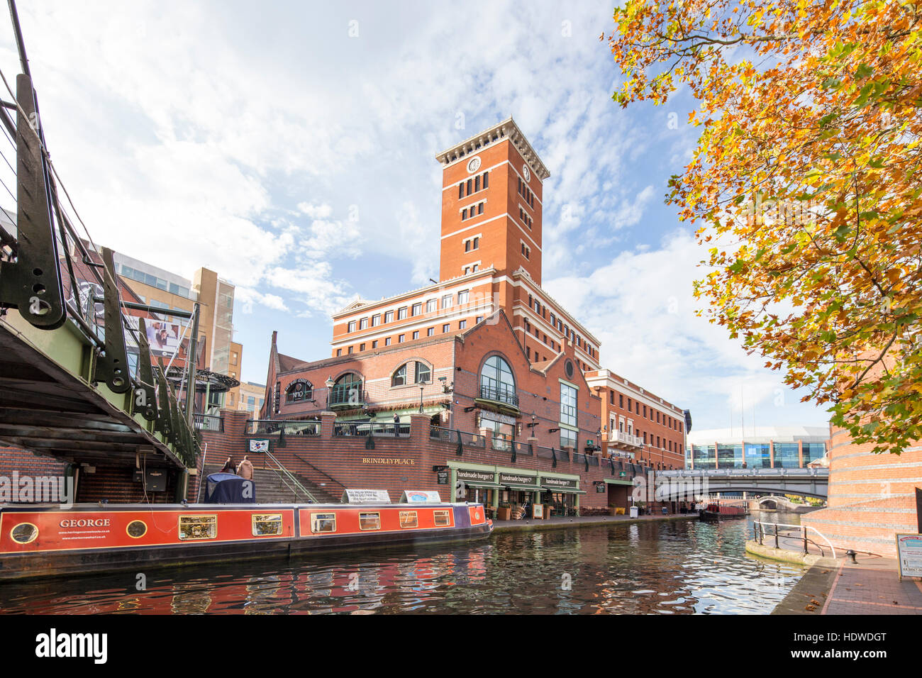 Brindley Place in autumn sunshine, Birmingham, England, UK Stock Photo