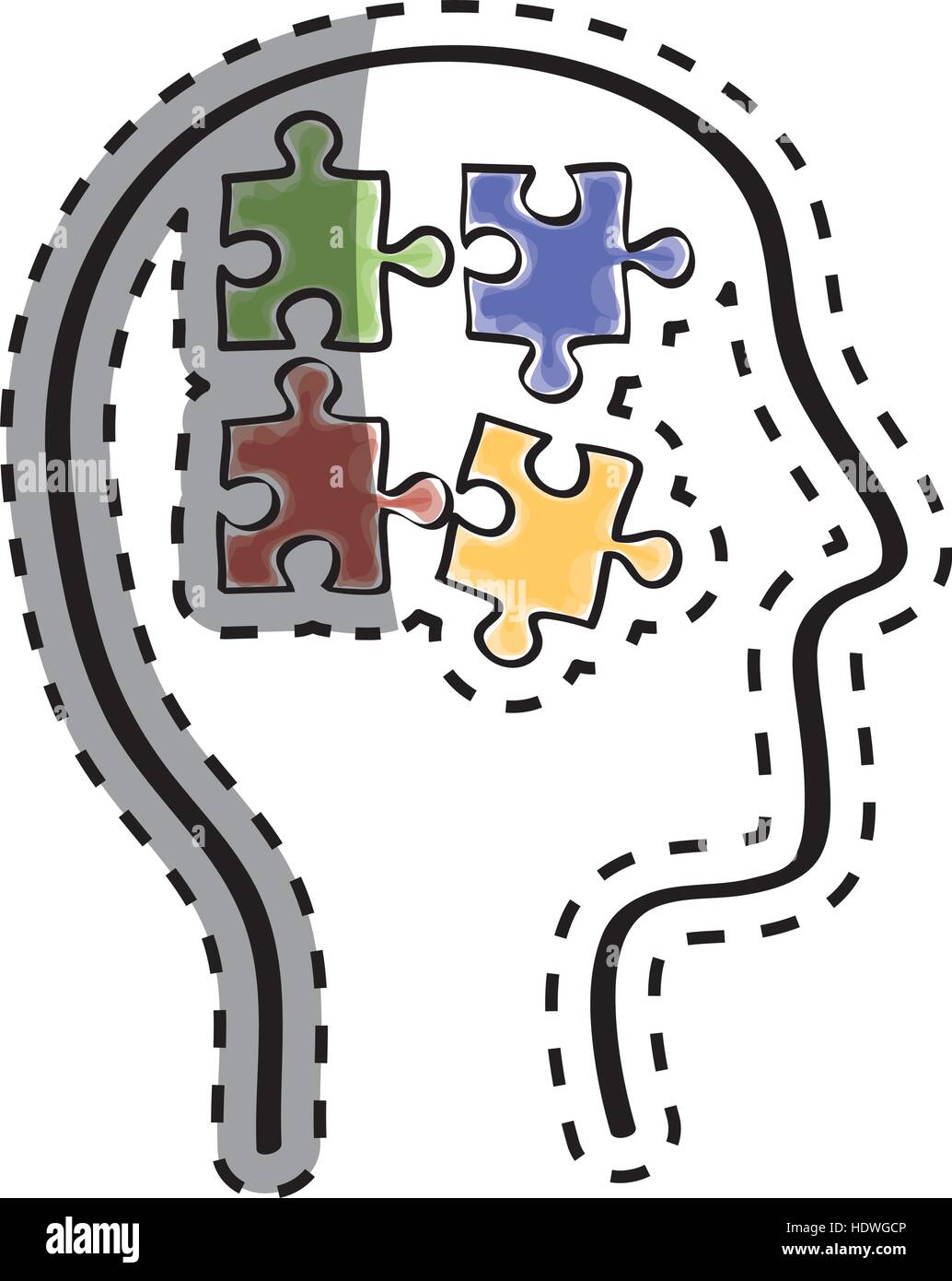 Human head with puzzles inside icon vector illustration graphic design ...