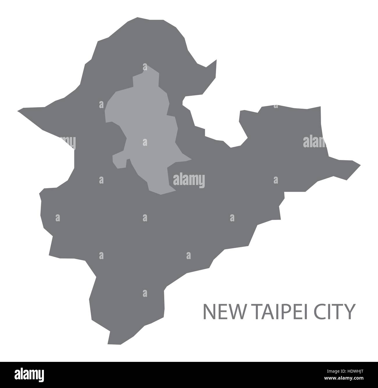 New Taipei City Taiwan Map grey Stock Vector