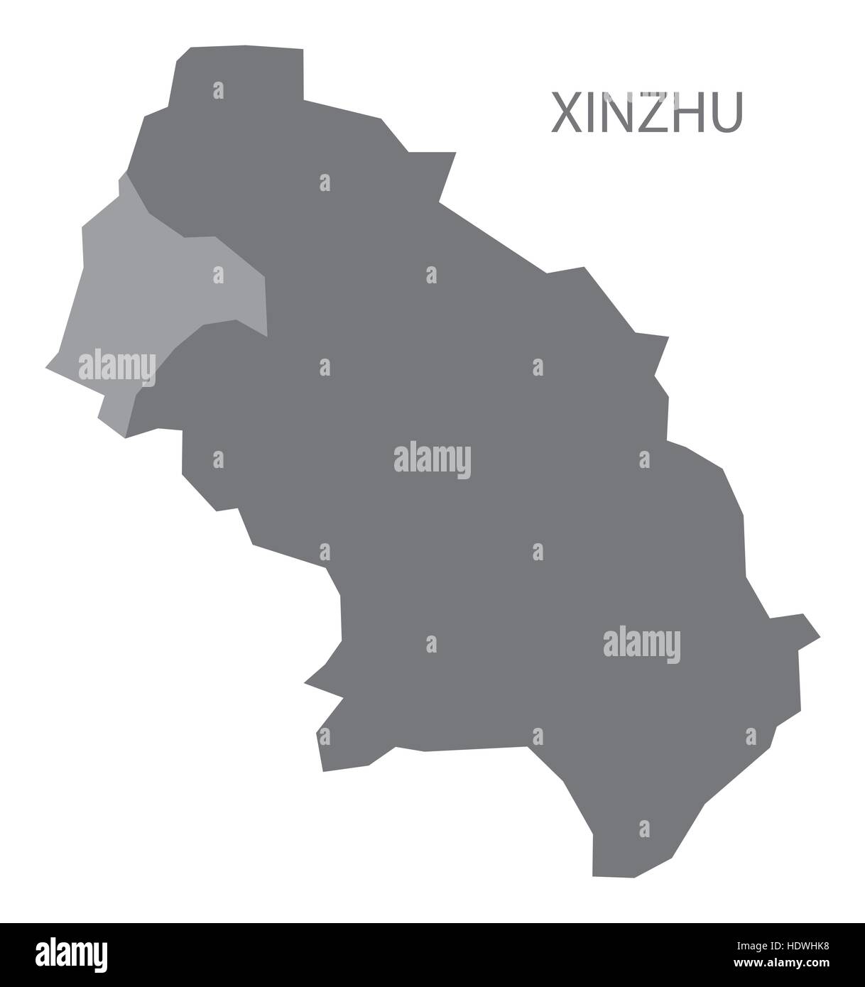 Xinzhu Taiwan Map grey Stock Vector