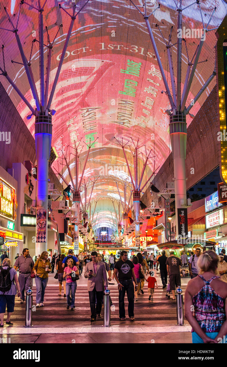 The digital Fremont Experience ceiling display over Fremont Street, Las