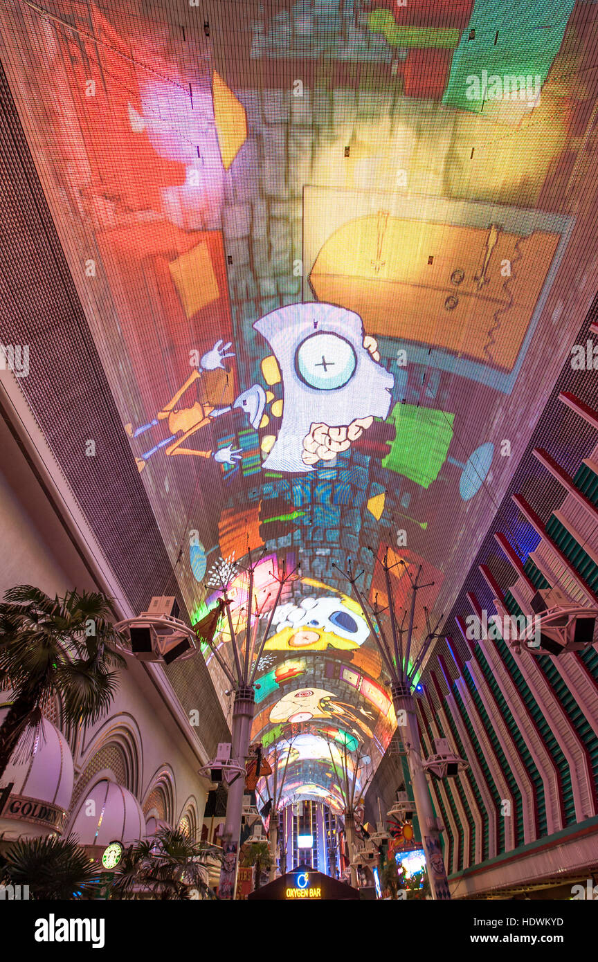 The digital Fremont Experience ceiling display over Fremont Street, Las