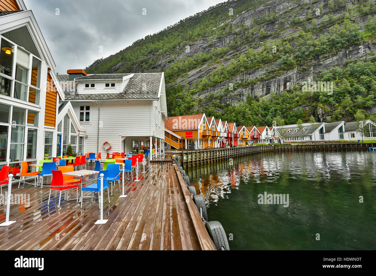 Modalen village. Small village in mountains near fjord. Norway Stock ...