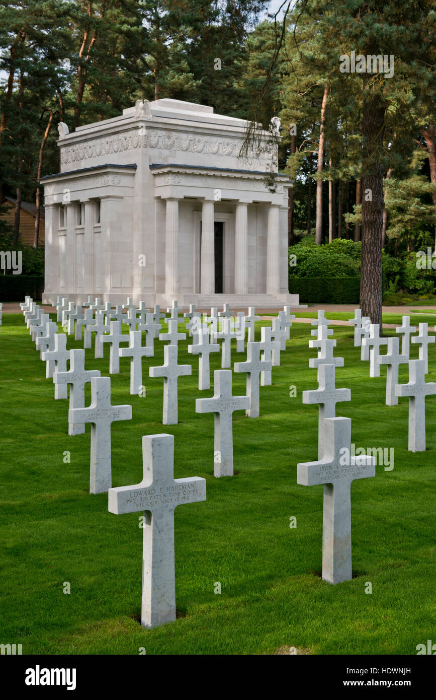Brookwood American Cemetery, Surrey.The only US military cemetery of World War I within the British Isles. Image taken in September 2013 Stock Photo