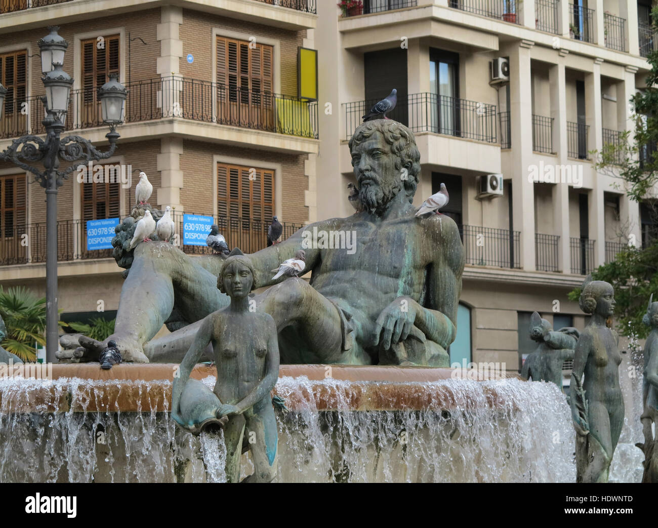 Turia Fountain in Valencia, Spain Stock Photo