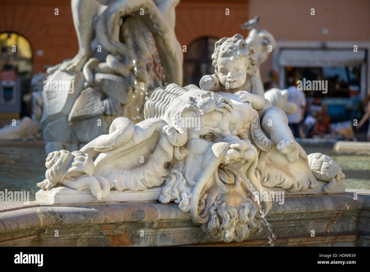 particular of the tritorn fountain in Navona square Rome Stock Photo