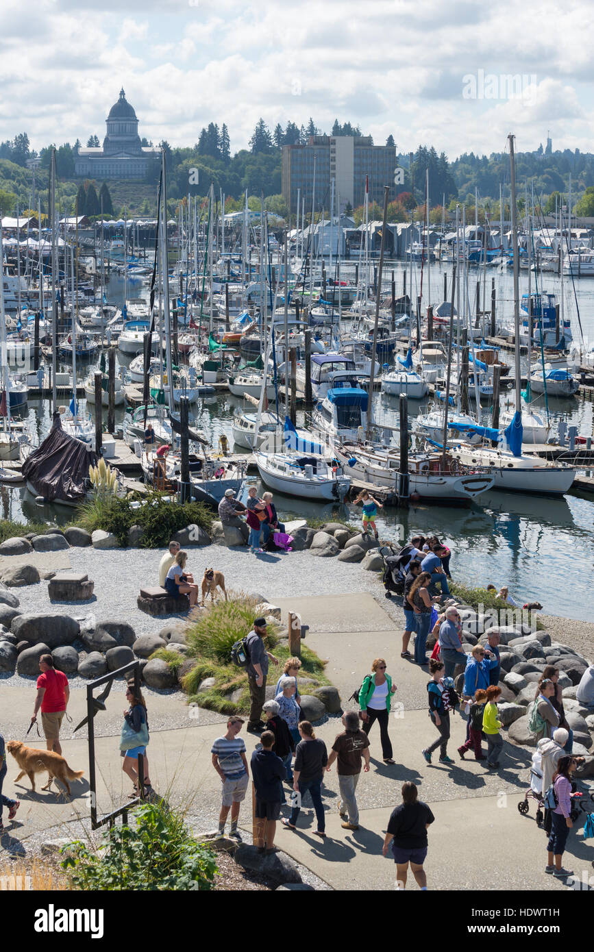 People in Port Plaza during the annual Olympia Harbor Days festival in