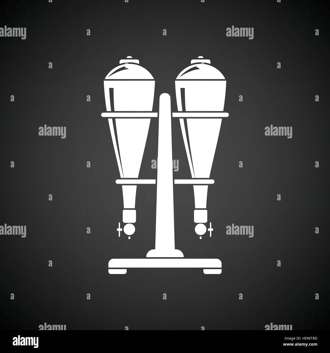 Soda siphon equipment icon. Black background with white. Vector illustration. Stock Vector