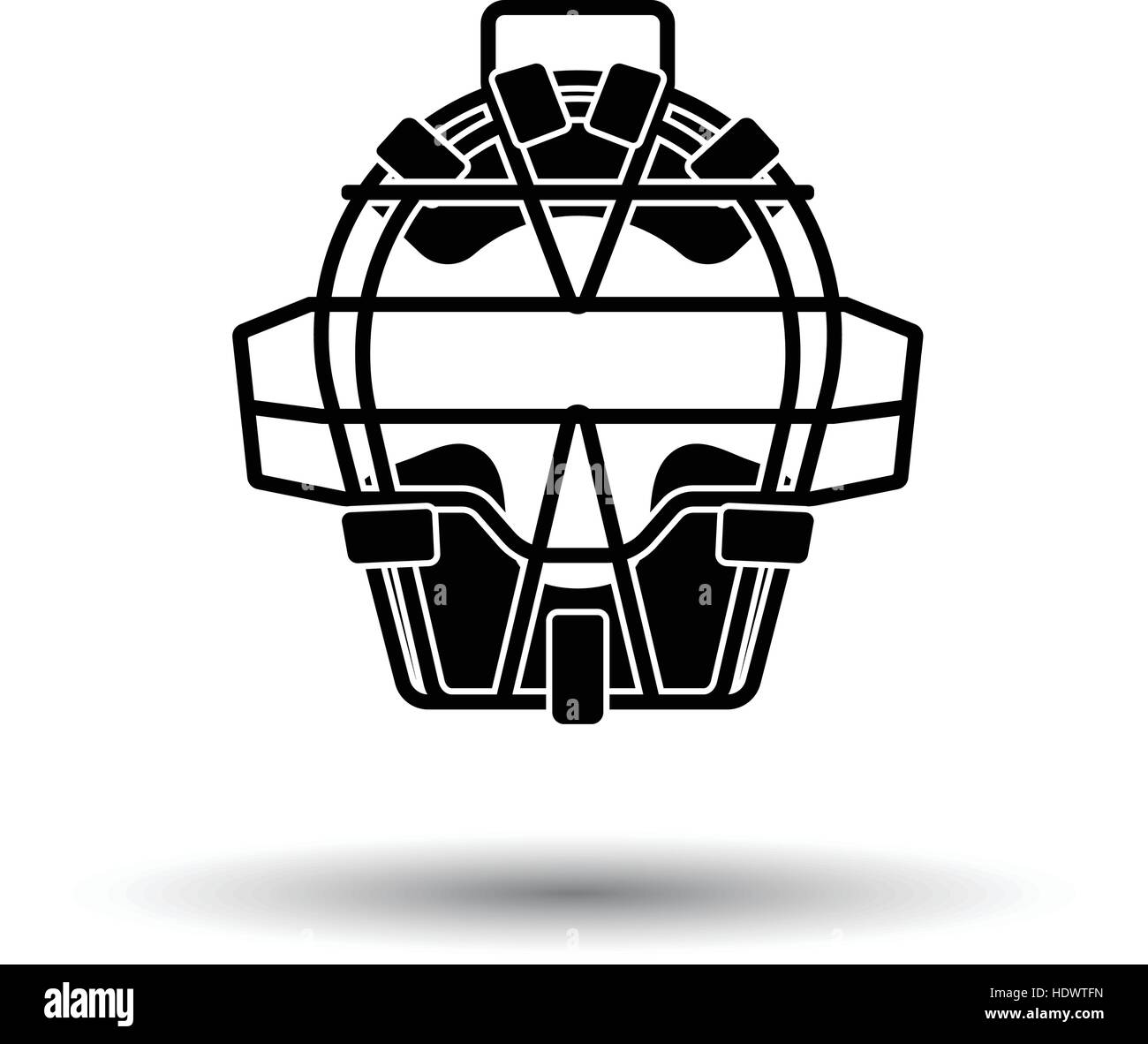 Baseball face protector icon. White background with shadow design