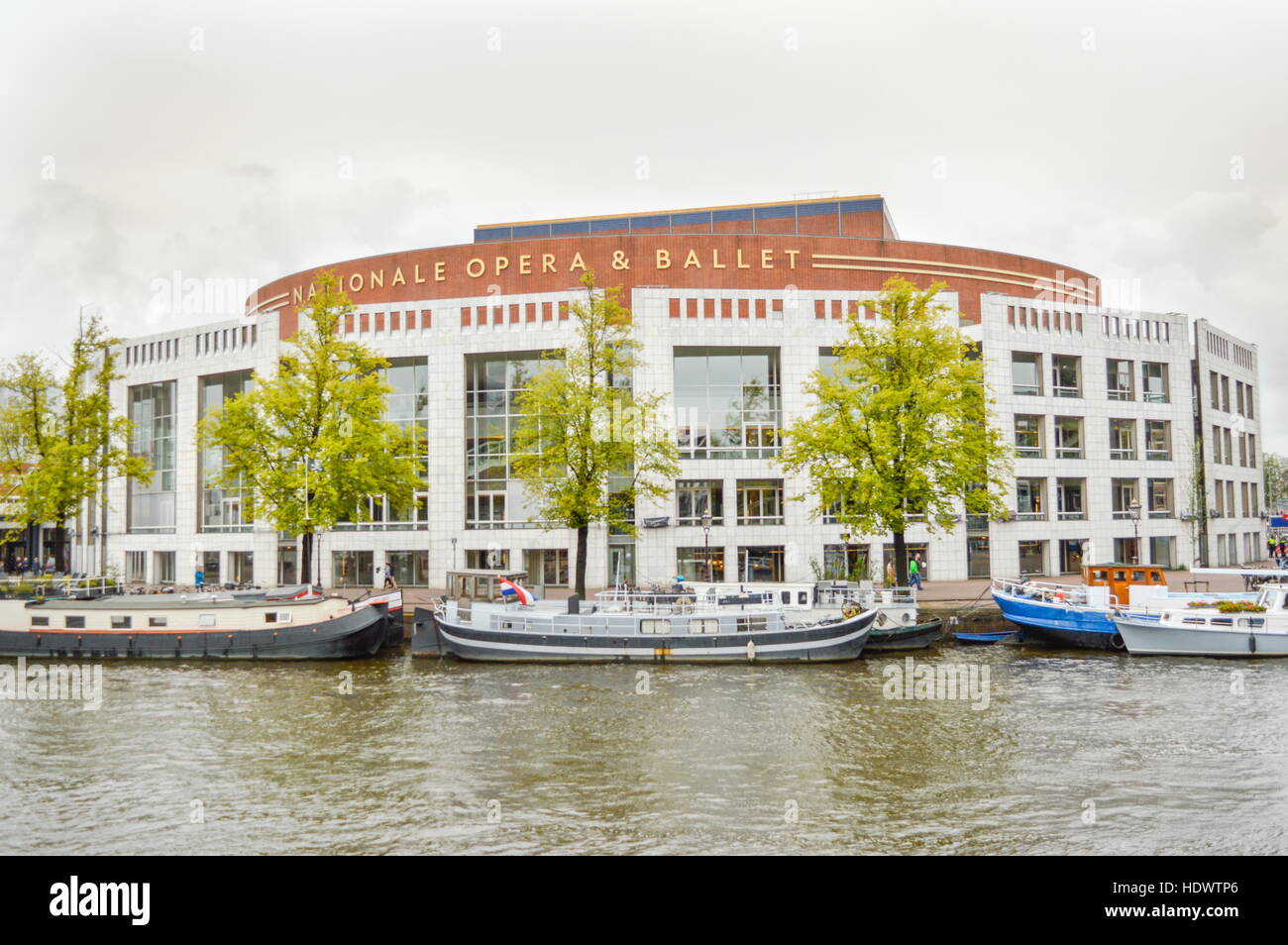 Amsterdam, the Netherlands - 17.09.2015: View at the dutch National opera and ballet building close to canal Stock Photo