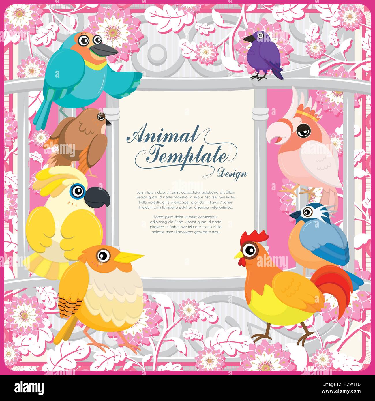 gorgeous birds template with colorful floral background Stock Vector ...