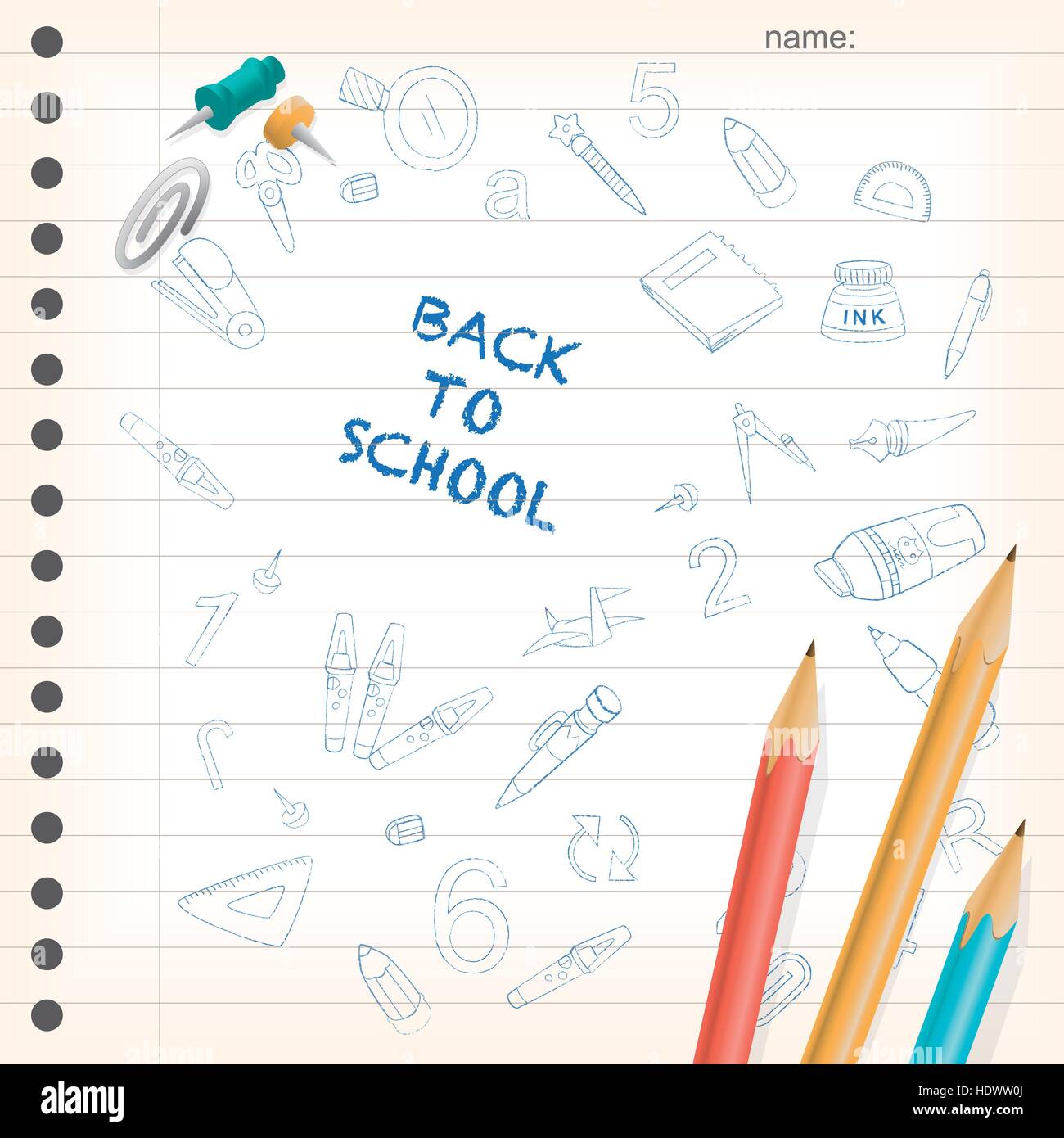 back to school banner with stationery element Stock Vector Image & Art ...