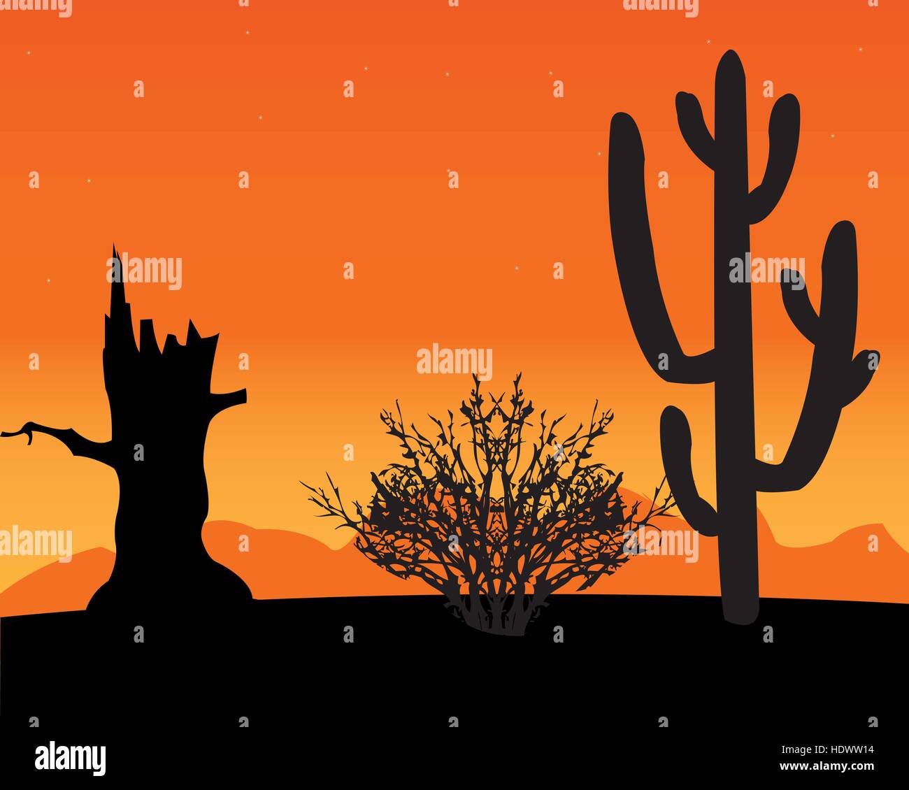 Landscape to deserts with cactus and dry tree Stock Vector Image & Art ...
