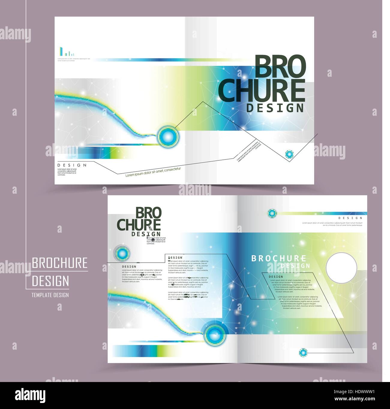 modern half fold template brochure design in technology style stock