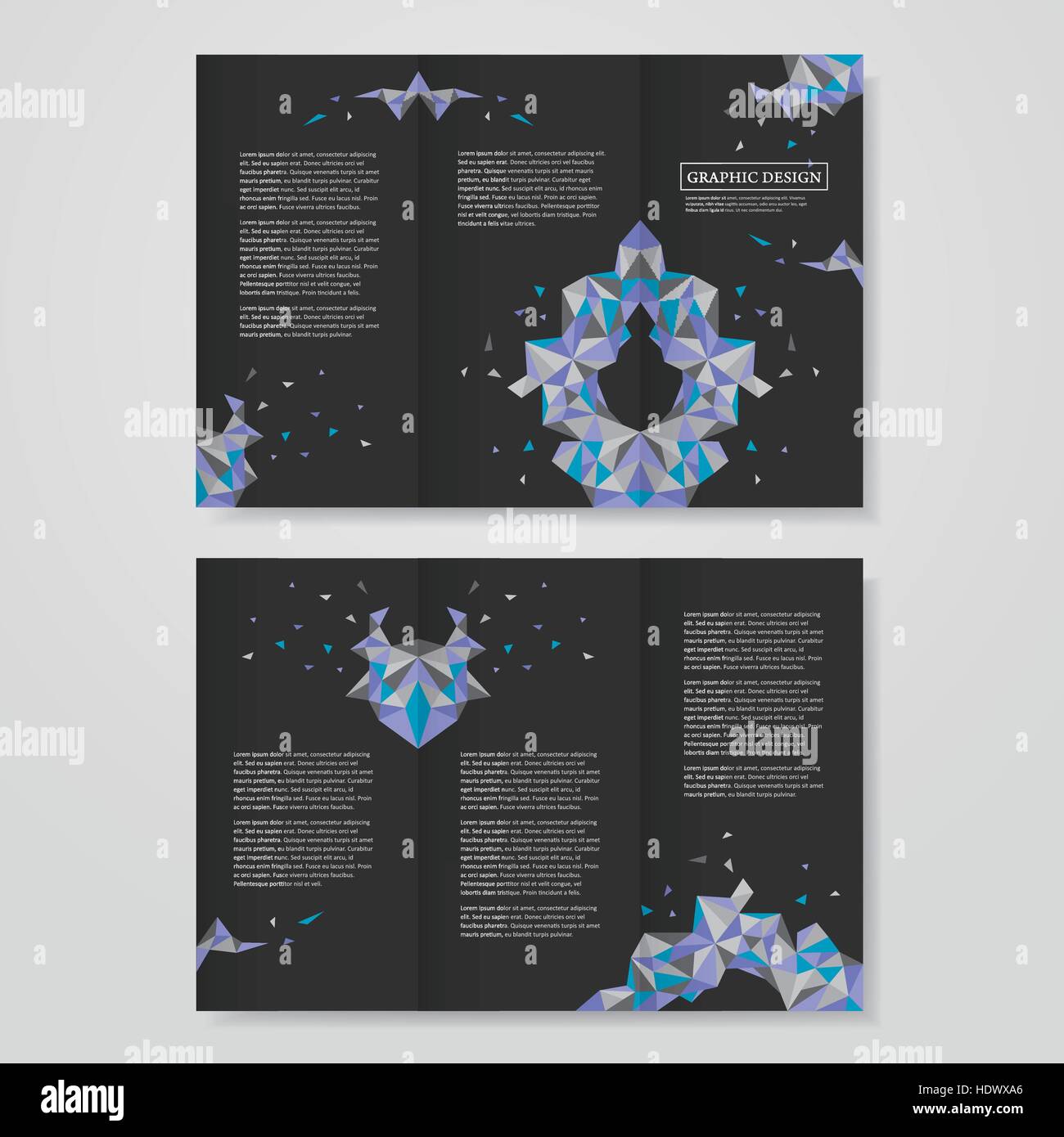 abstract geometric colorful triangles design for tri-fold brochure ...