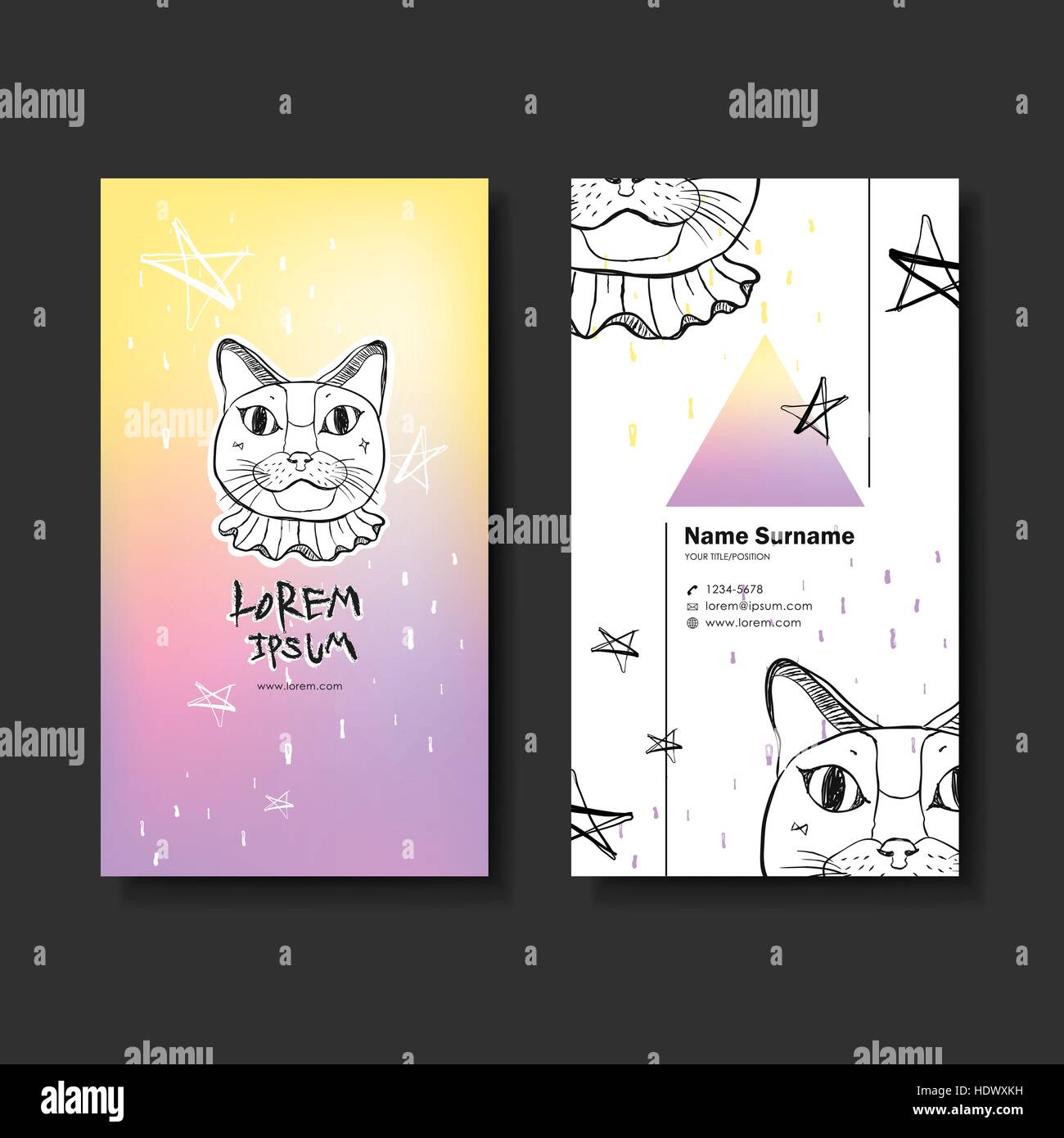 vector abstract creative business card design template of hand drawn ...