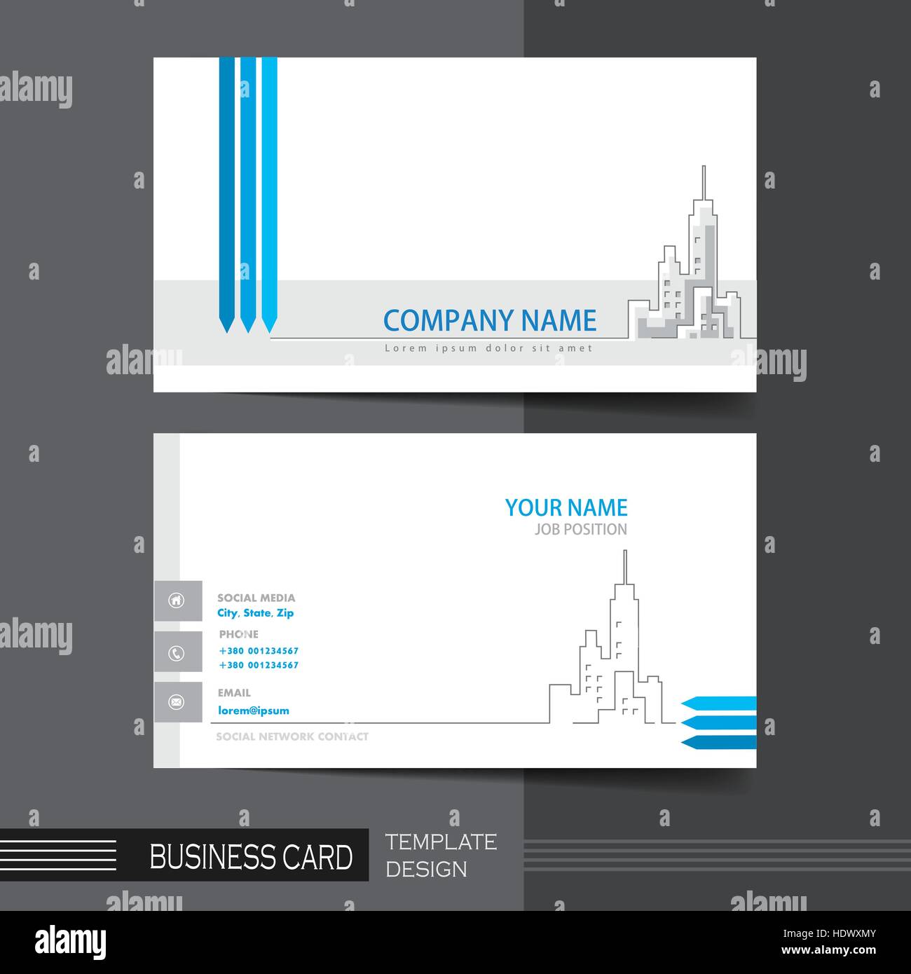 vector blue and white modern business card template Stock Vector Image ...
