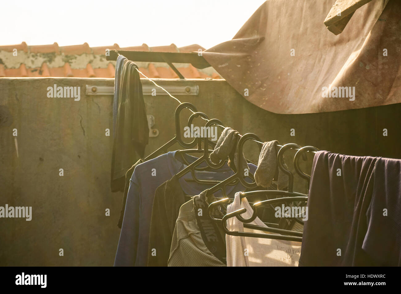 Laundry dry up in the evening photo taken in depok jakarta indonesia