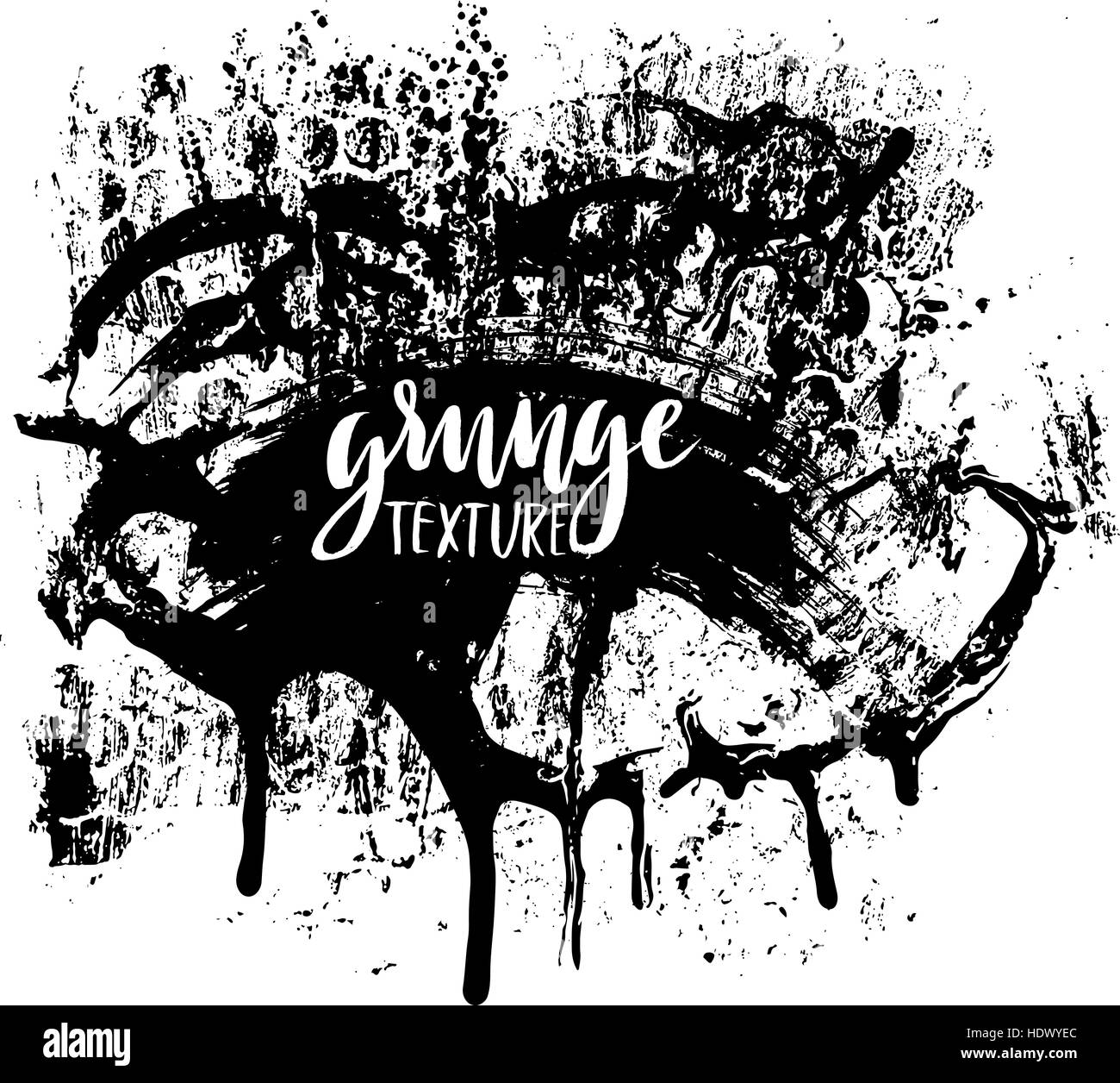 Splatter Paint Texture. Grunge background. Black Blot of Ink. Place for Text. Grungy Effect Stump. Vector illustration. Stock Vector